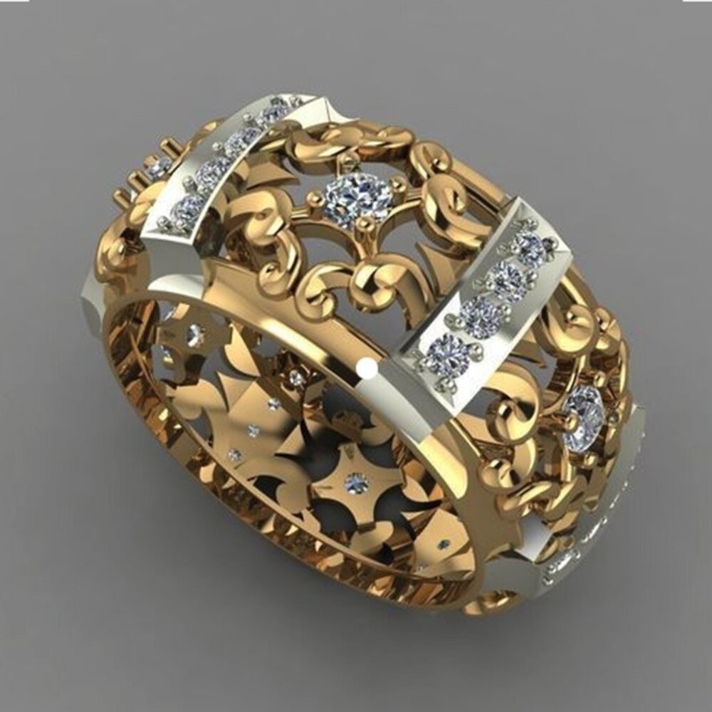 Limited Edition 14k Gold Hollow Flower Pattern Ring For Women, F024